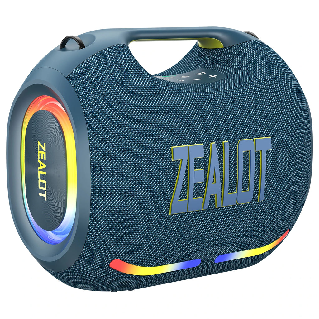 ZEALOT ZE01 120W Portable Speaker IPX6 Waterproof RGB Lights TWS Pairing USB/TF/AUX Party Speaker for Camping, Beach, Garage