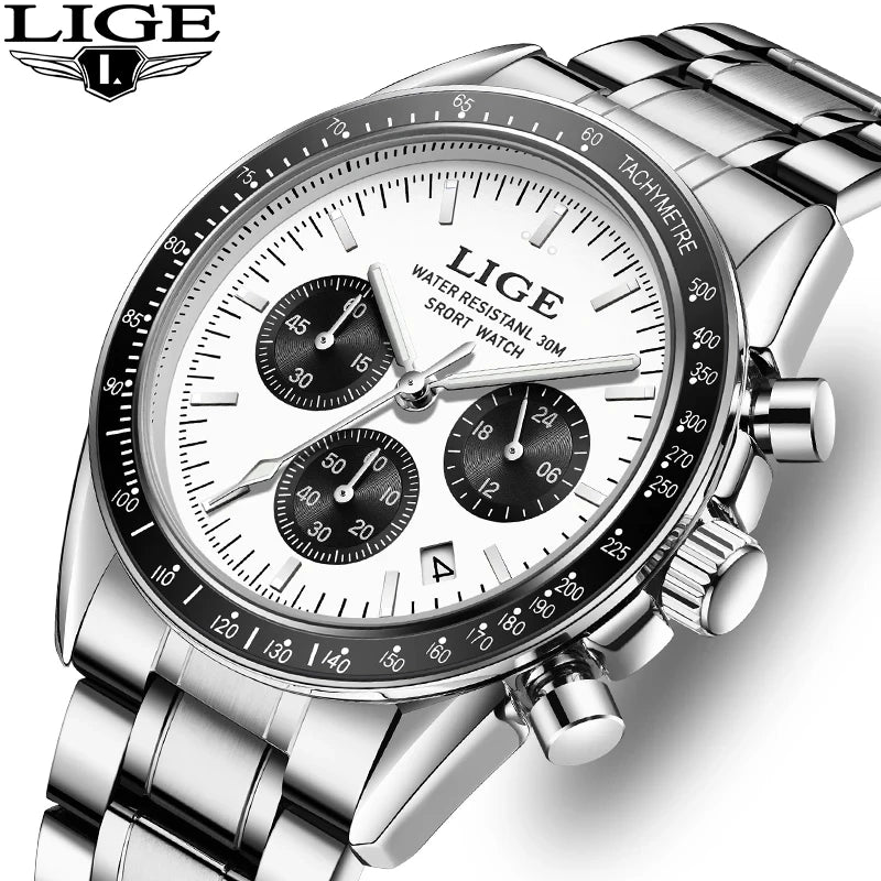 LIGE Fashion Luxury Quartz Man Watches Stainless Band Watch for Men Waterproof Business Clock Date Casual Gentleman Wristwatches