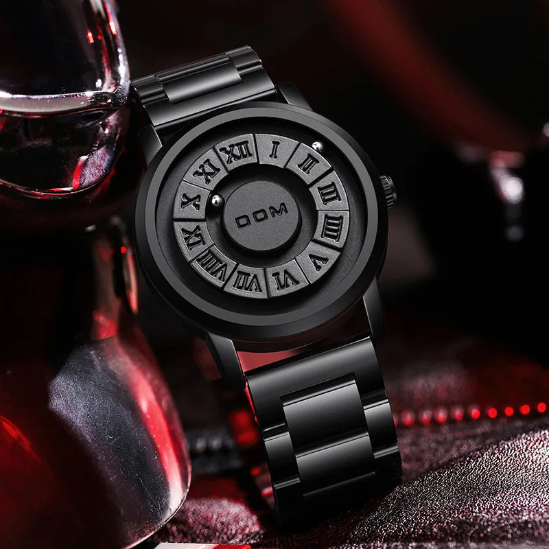 Dom 1345 Men Quartz Unique Design Watch Fashion Business Creative Scrolling Iron Ball Pointer Waterproof Male Watches for Gift