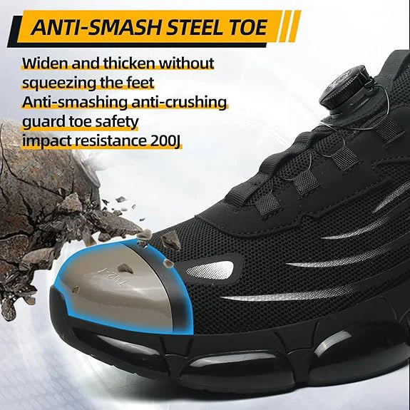 JianKun Breathable Anti Smash Steel Toe Construction Men Industrial Boots Men Work Automatic Button Safety Sneakers SAFETY Shoes