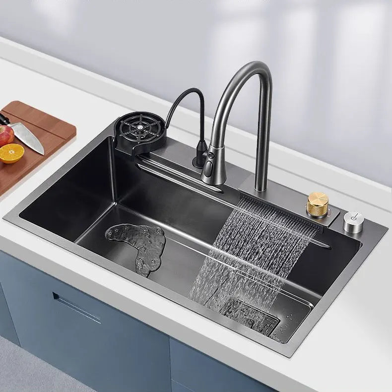 New Design Single Bowl Stainless Steel Waterfall Undermount Sink Kitchen Sinks