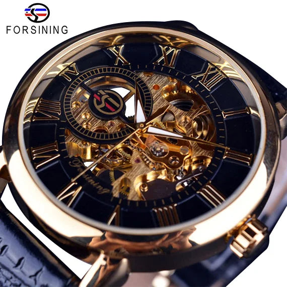 Forsining Clock Fashion Men Skeleton Automatic Mechanical Watches Luxury Business Tourbillon Men Waterproof Wristwatches