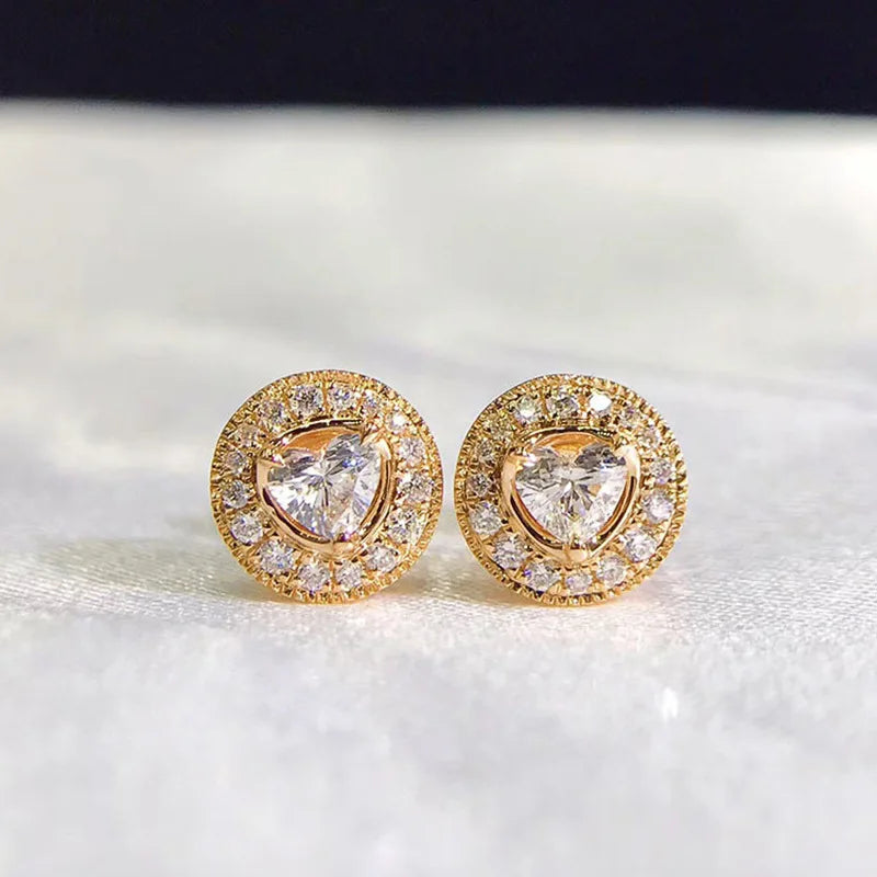 Trillion Cut Halo Stud Earrings Copper Zircon Inlay Classic Women's Fashion Jewelry Four Seasons