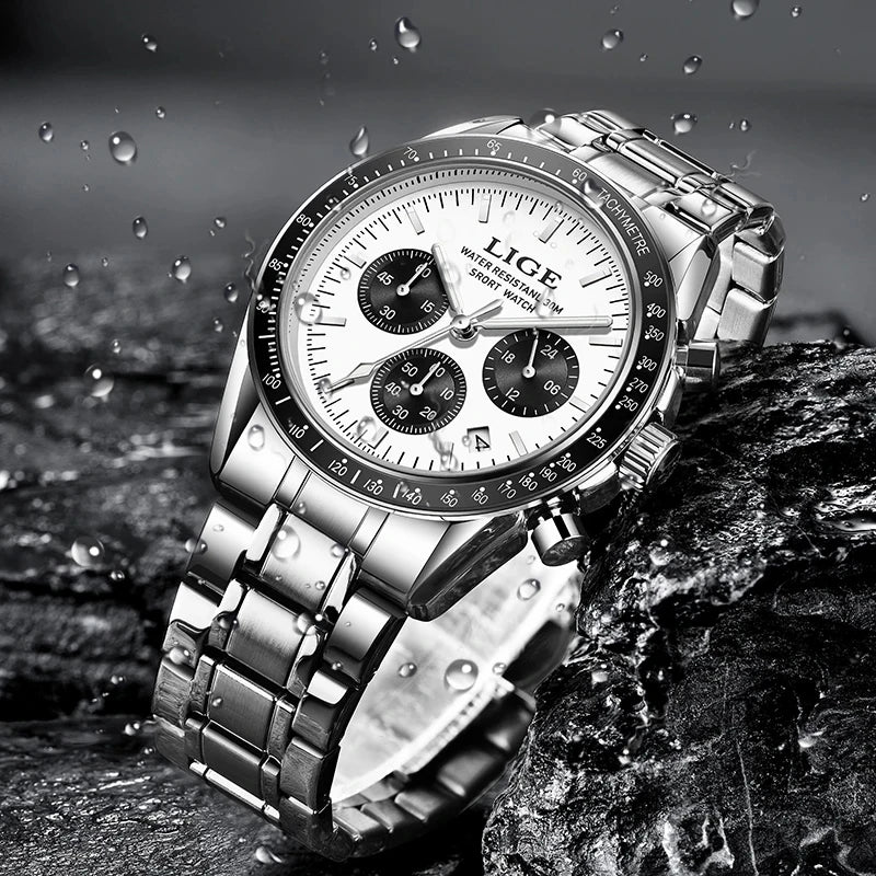 LIGE Fashion Luxury Quartz Man Watches Stainless Band Watch for Men Waterproof Business Clock Date Casual Gentleman Wristwatches