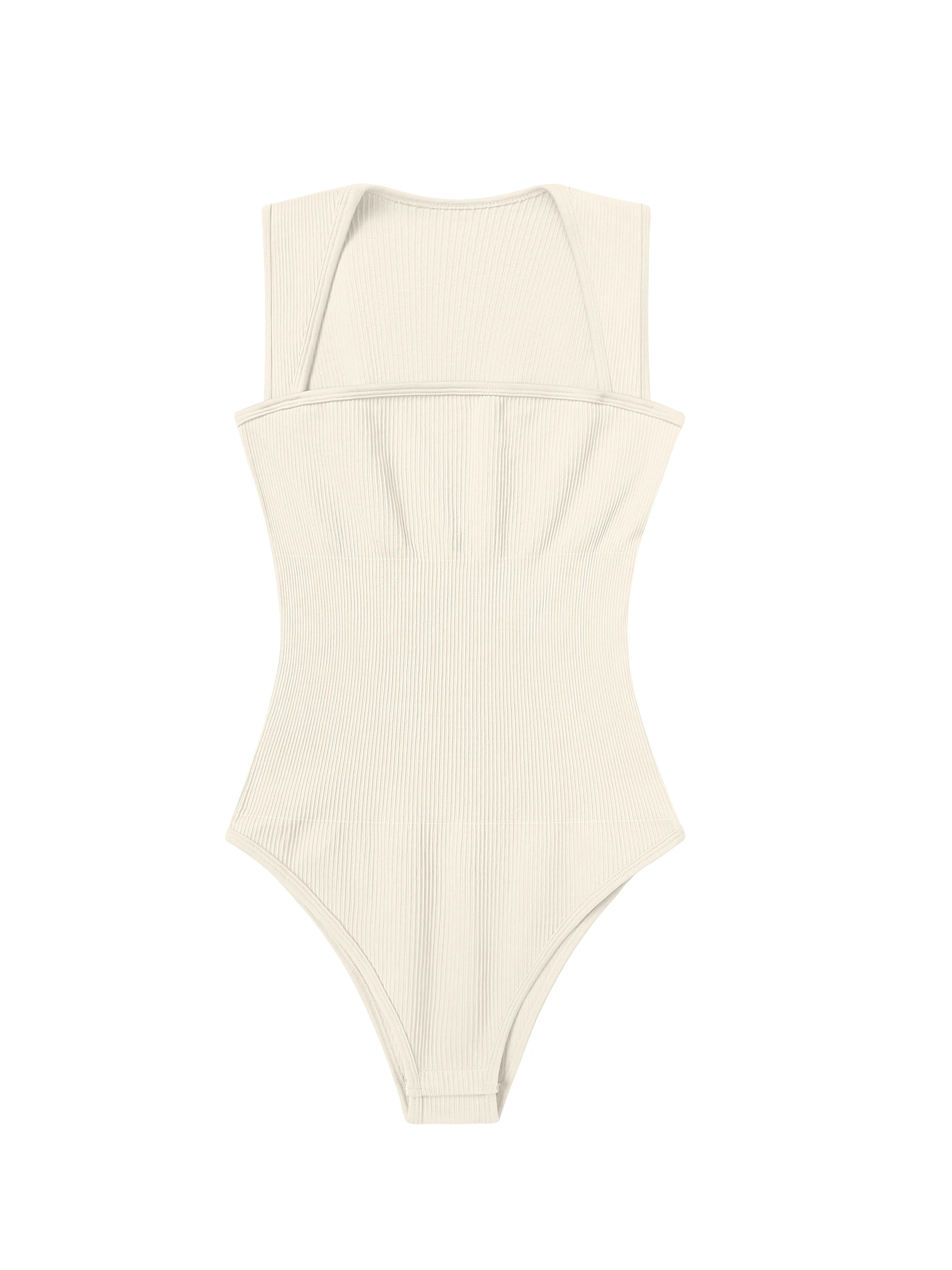 Hot Sale Sleeveless Square Neck Wide Shoulder Strap Seamless Women's Fitness Bodysuits