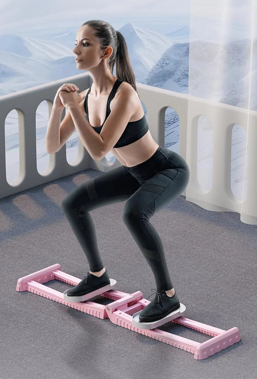 Home Skiing Machine With Pelvic Floor Trainer Indoor Leg Exercise Equipment for Fitness and Strength Training