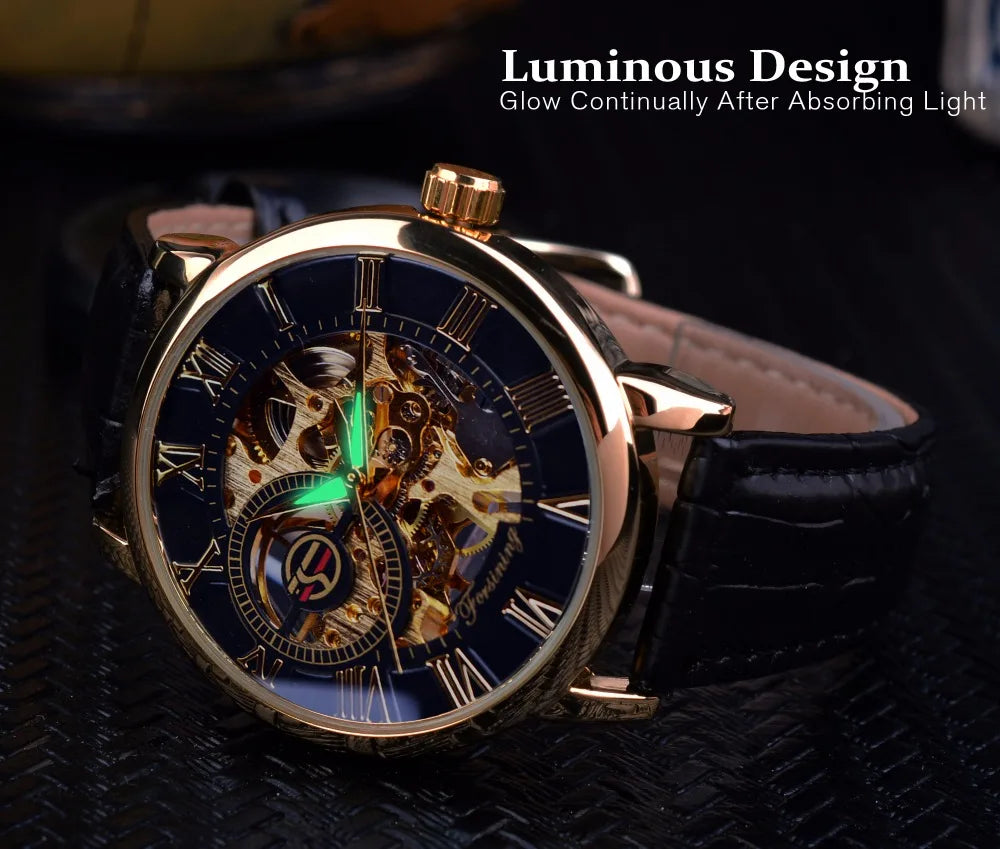 Forsining Clock Fashion Men Skeleton Automatic Mechanical Watches Luxury Business Tourbillon Men Waterproof Wristwatches