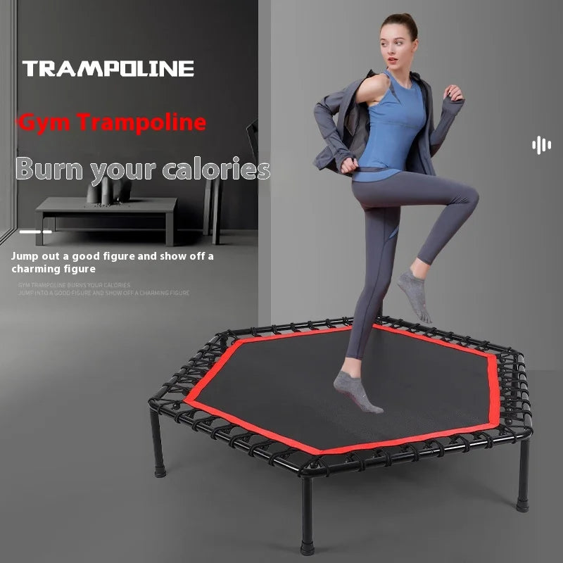 Wholesale Foldable Fitness Trampoline Adults Indoor Unisex Jumping Handrails PVC Steel Detachable Home Exercise Trampoline Boys