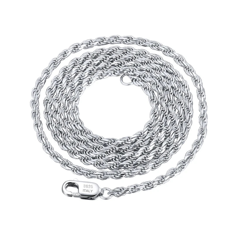 RINNTIN BSC29 Neck Chain Wholesale Popular Hiphop Men Jewelry Solid 18K Gold 925 Sterling Silver Diamond-Cut Rope Chain Necklace