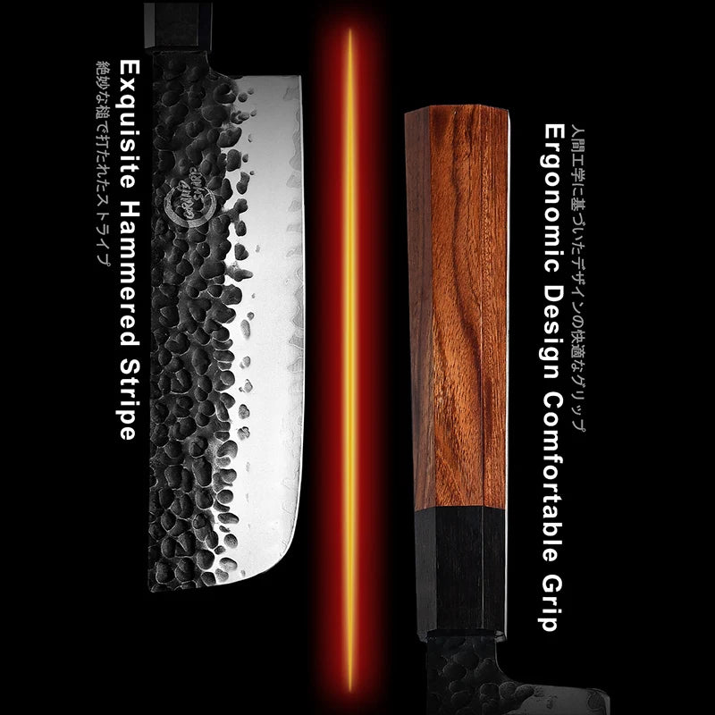 Yangjiang Grandsharp Hand Forging High Carbon Steel Japanese Nakiri Knife Japanese Kitchen Chef Knife With Natural Wood Handle