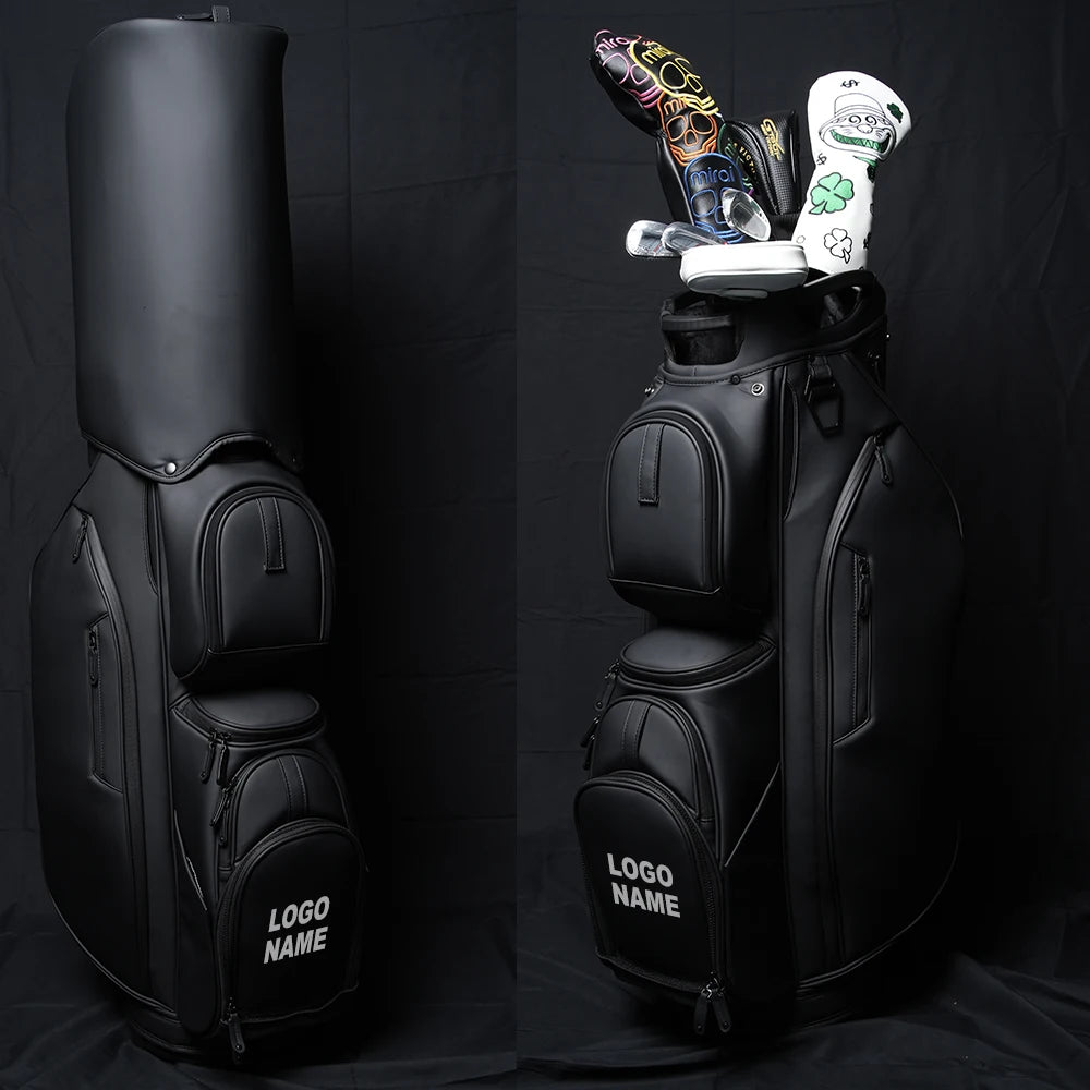 ASL GOLF Custom Logo Pu Leather Waterproof Black Blue Gray Golf Staff Tour Bag Holder 14 Way Divider Golf Cart BAG for Men
