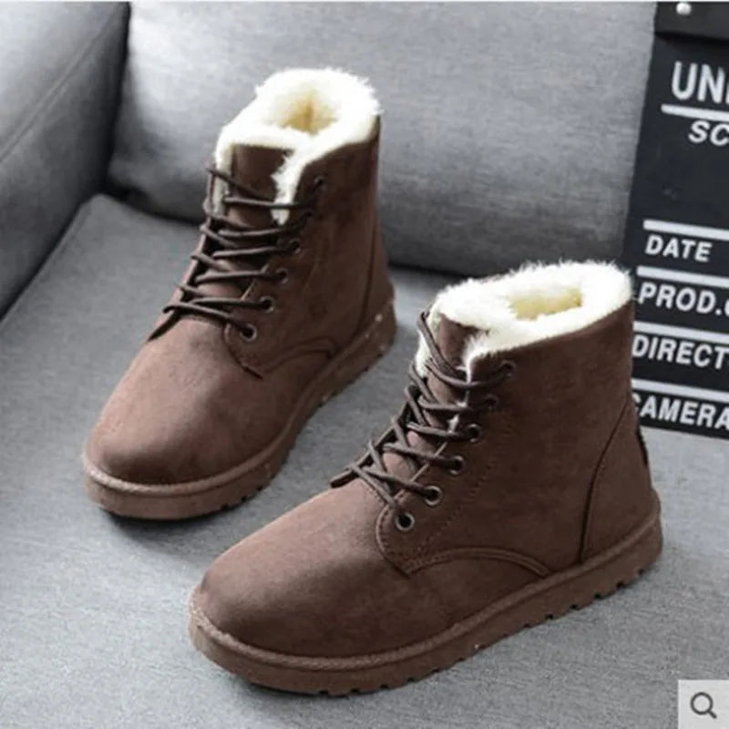 Women's Winter Boots New Velvet Padded Snow Boots Ankle Height PVC Adult Casual Shoes Stylish Suede Upper 1PC/OPP Bag Midi 1 Set