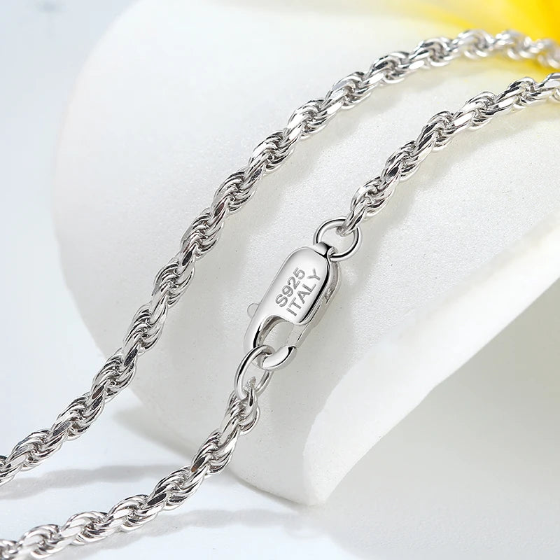 RINNTIN BSC29 Neck Chain Wholesale Popular Hiphop Men Jewelry Solid 18K Gold 925 Sterling Silver Diamond-Cut Rope Chain Necklace