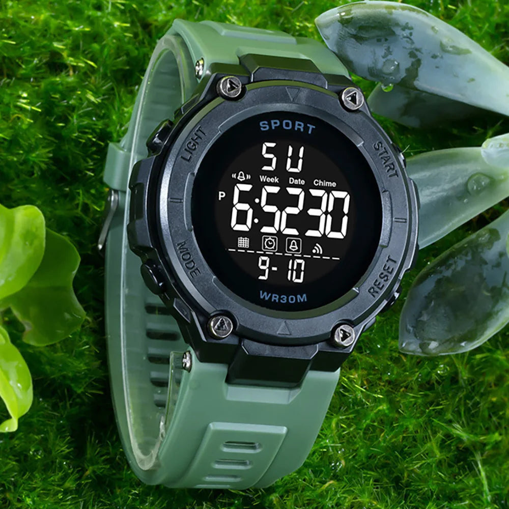 Men Wrist Watches Water Resistant Luminous Stopwatch Timer Dual Time Display Digital Watch