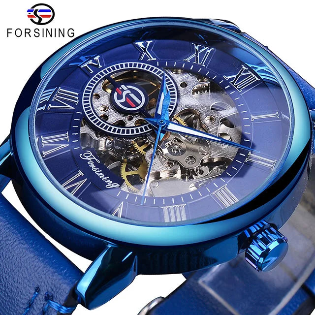Forsining Clock Fashion Men Skeleton Automatic Mechanical Watches Luxury Business Tourbillon Men Waterproof Wristwatches