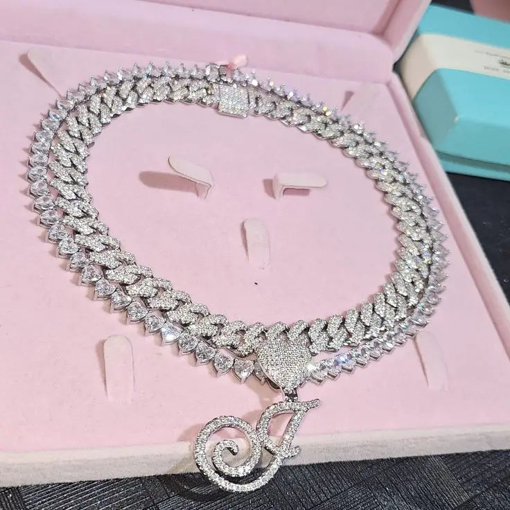 NEW Fashion Personalized Cursive Letters A-Z Pendant& Necklace Hip Hop Cubic Zircon Charm Jewelry for Men Women Gifts