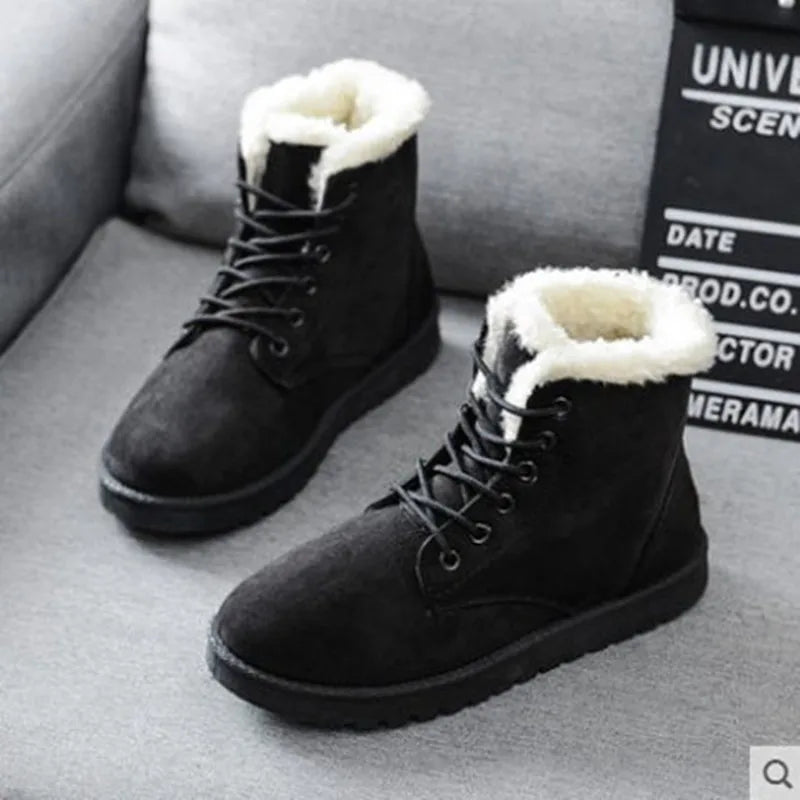 Women's Winter Boots New Velvet Padded Snow Boots Ankle Height PVC Adult Casual Shoes Stylish Suede Upper 1PC/OPP Bag Midi 1 Set