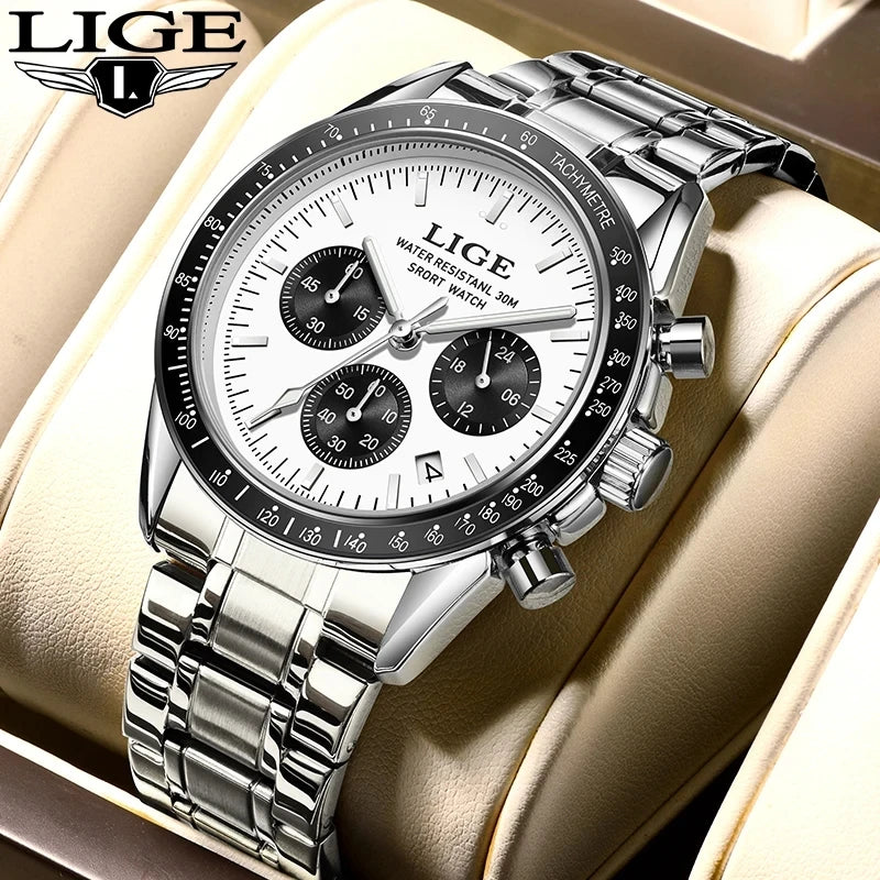 LIGE Fashion Luxury Quartz Man Watches Stainless Band Watch for Men Waterproof Business Clock Date Casual Gentleman Wristwatches