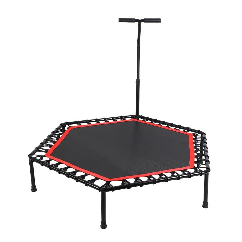 Wholesale Foldable Fitness Trampoline Adults Indoor Unisex Jumping Handrails PVC Steel Detachable Home Exercise Trampoline Boys