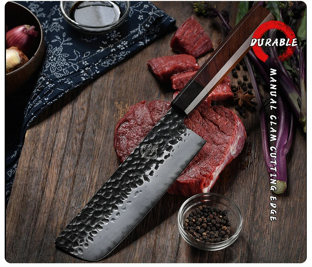 Yangjiang Grandsharp Hand Forging High Carbon Steel Japanese Nakiri Knife Japanese Kitchen Chef Knife With Natural Wood Handle