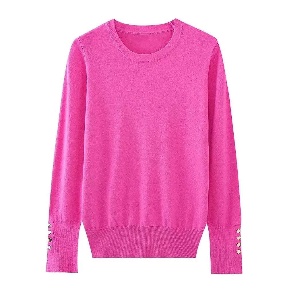 KAR&OT ZA 2024 Autumn New Fashion Temperament All-match Pullover Round Neck Long-sleeved Knitted Sweater 8851170