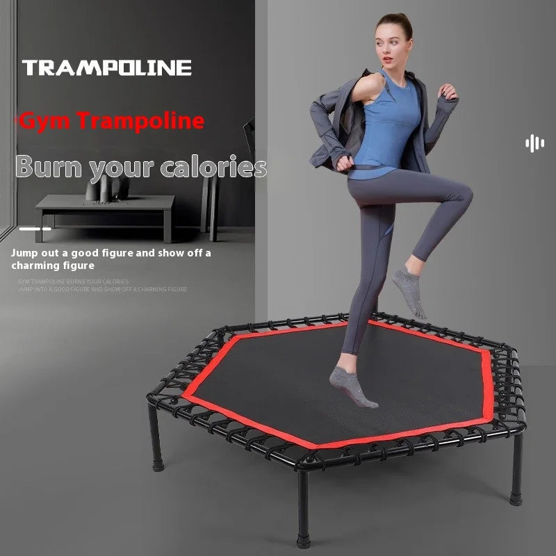 Wholesale Foldable Fitness Trampoline Adults Indoor Unisex Jumping Handrails PVC Steel Detachable Home Exercise Trampoline Boys