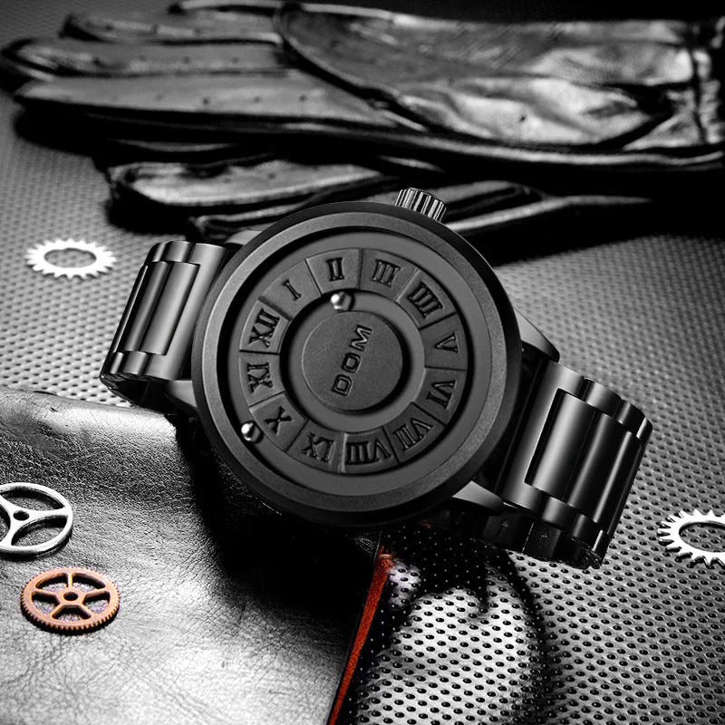 Dom 1345 Men Quartz Unique Design Watch Fashion Business Creative Scrolling Iron Ball Pointer Waterproof Male Watches for Gift