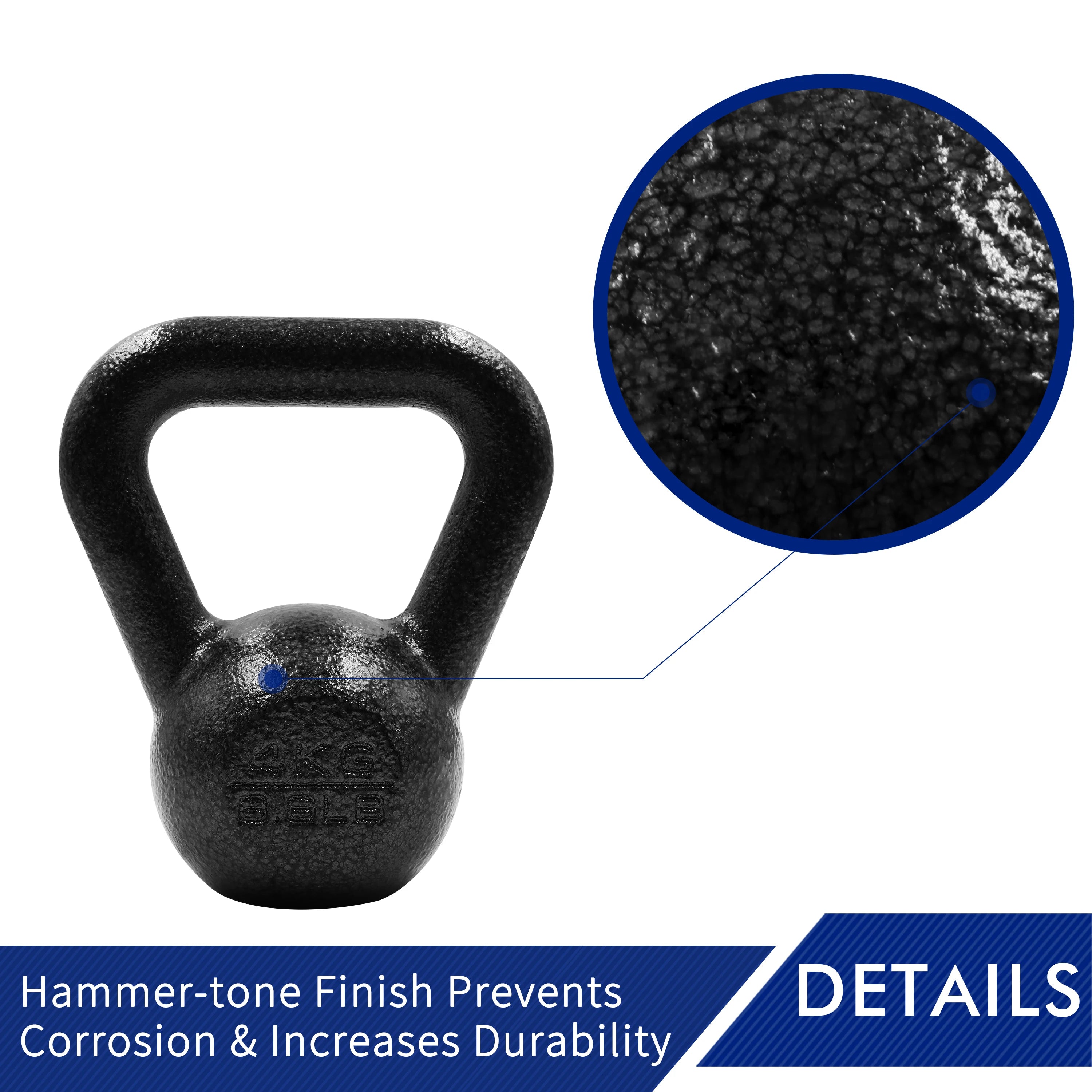 For Home Gym Fitness & Weight Training 4kg Cast Iron Black Eco-friendly Kettlebell