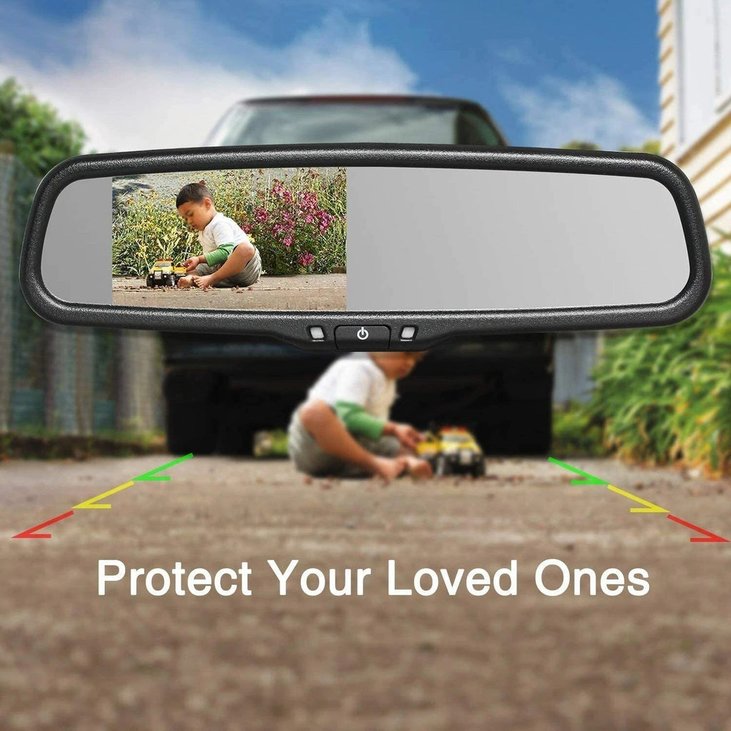 IPoster 4.3'' Rear View Mirror Monitor Reversing Backup Camera Kit for Silverado Malibu