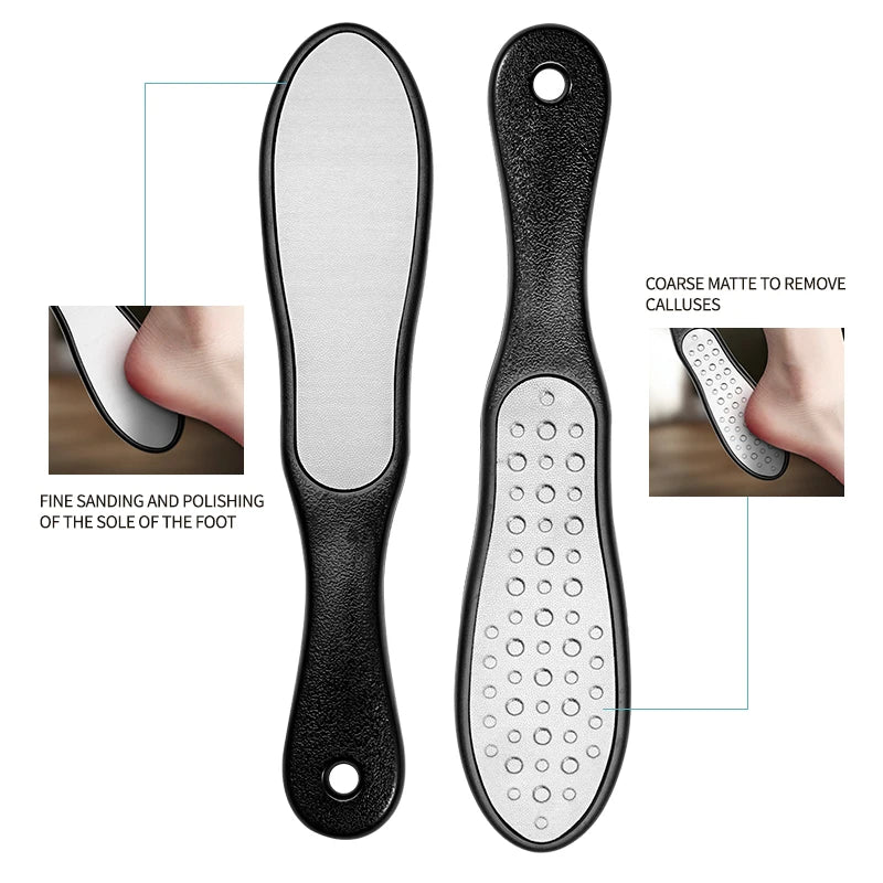 Professional Stainless Steel Pedicure Foot Care Tools File Rasps Grater Callus Dead Skin Remover Double-Sided Long Handle