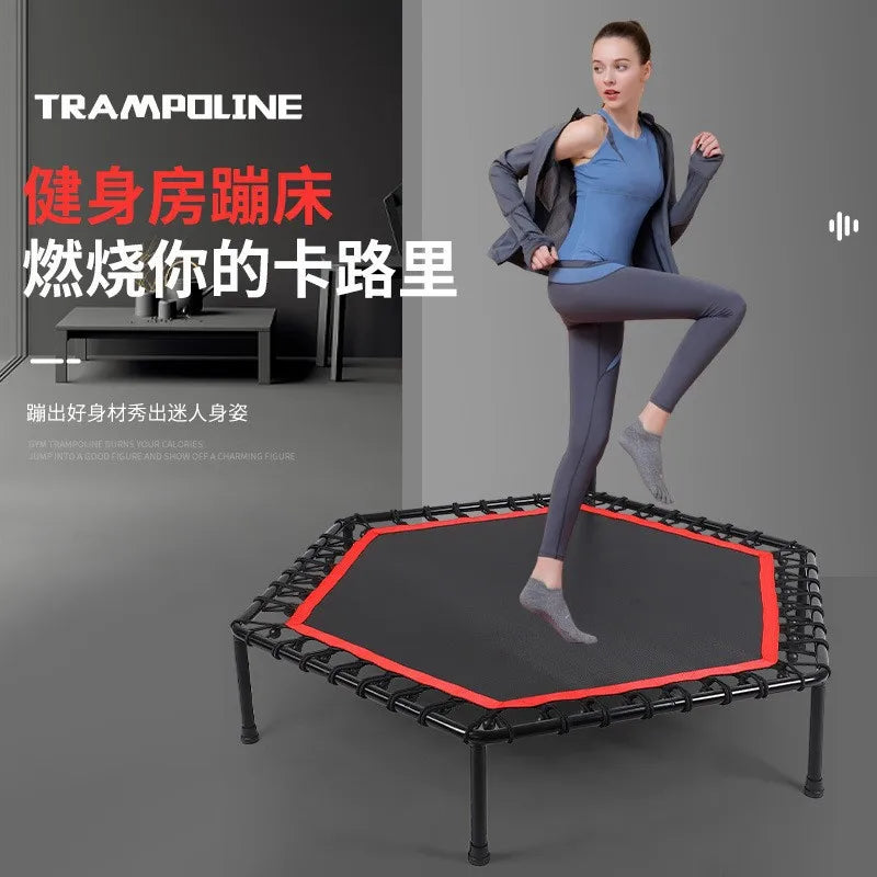 Wholesale Foldable Fitness Trampoline Adults Indoor Unisex Jumping Handrails PVC Steel Detachable Home Exercise Trampoline Boys