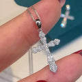 White Gold Cross Pendant with Lab Grown Round Brilliant Cut Diamonds Religious Jewelry Unisex Charm for Ceremonies