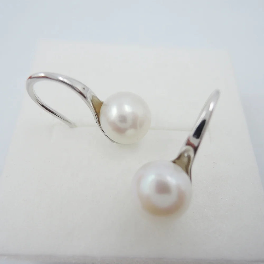 Freshwater Pearl Button Shape Earrings 925 Sterling Silver Earring , High-heeled Shoes Earring
