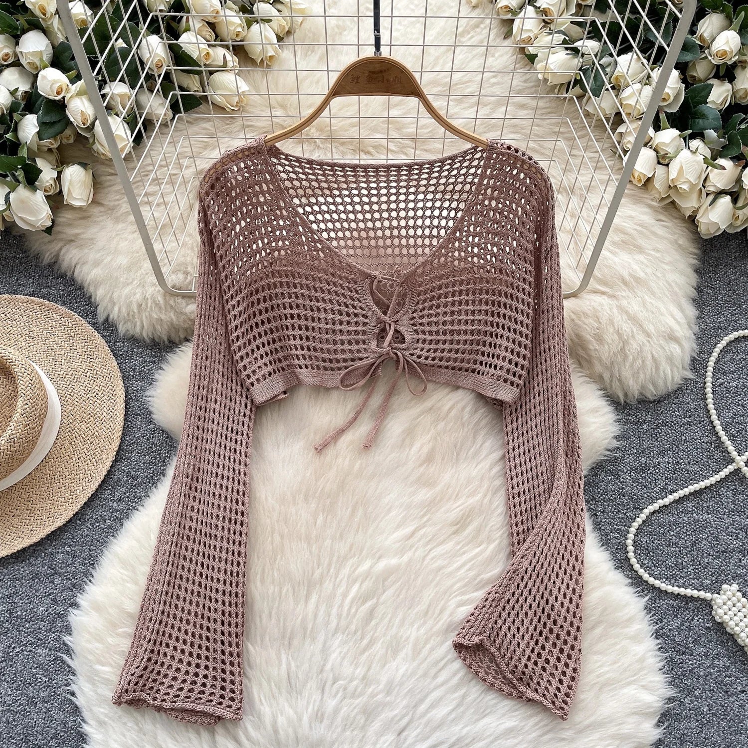 Small Fragrance square Neck Double Breasted Puffy Sleeve Sweater Women's Slim All Match Irregular Base Top