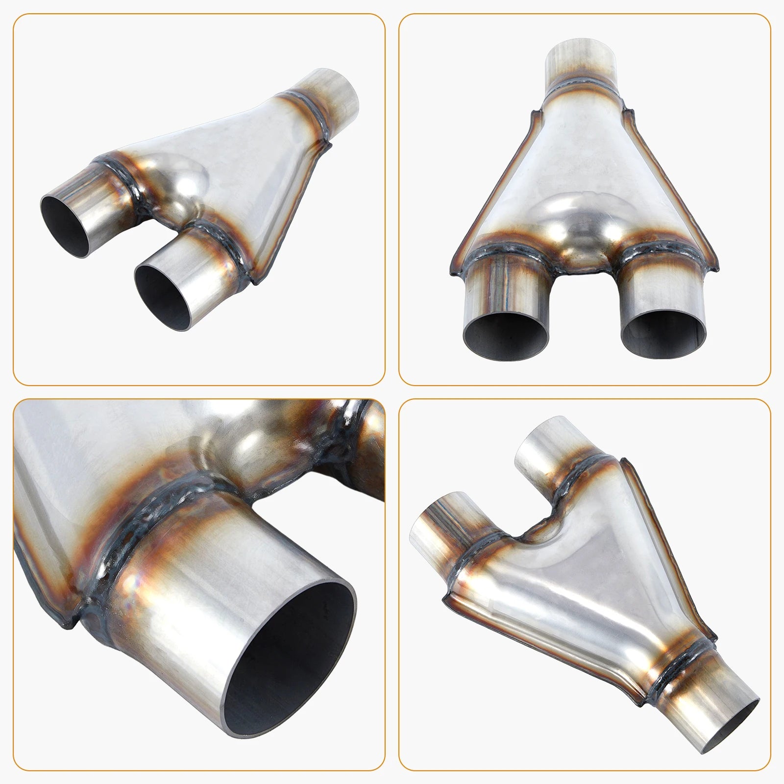 Universal Stainless Steel 2.75" 2.25" Exhaust Muffler Y Pipe Adapter Weld-on Dual Pipe Mirror Polished Finish 1.5mm Thickness