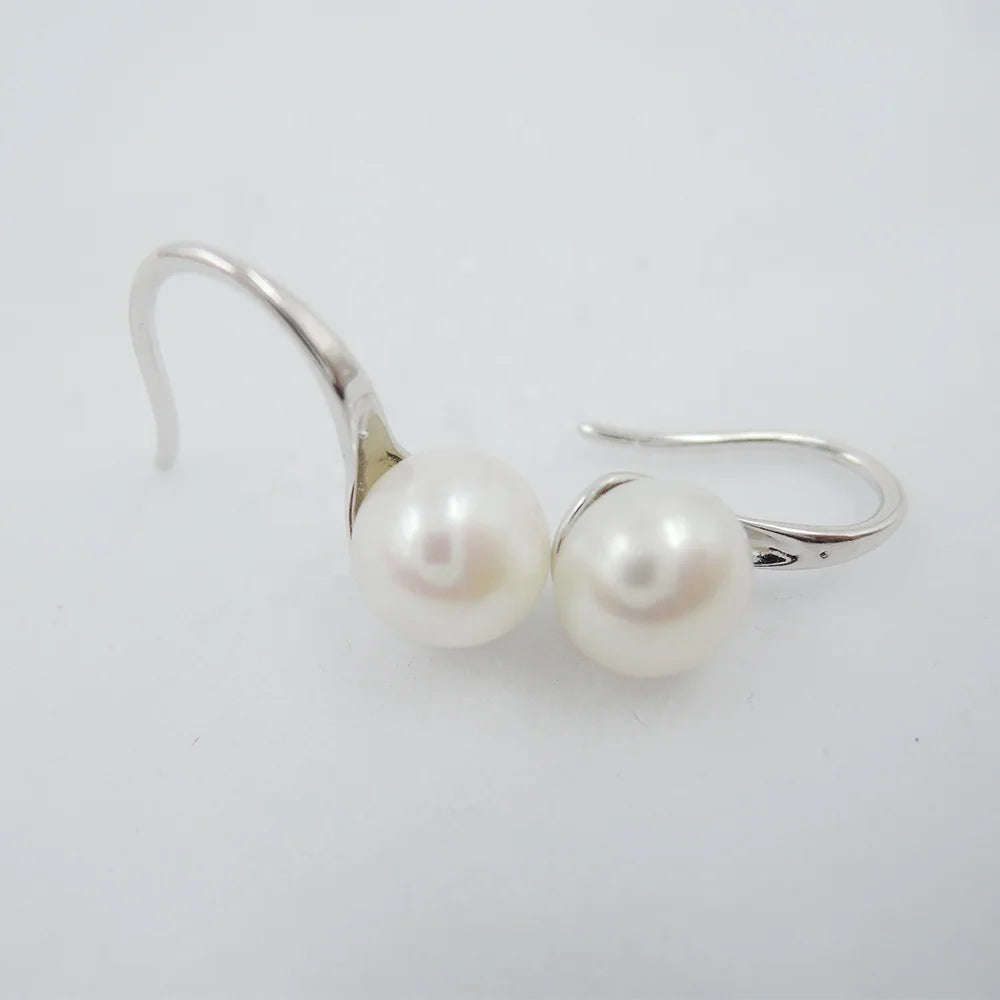 Freshwater Pearl Button Shape Earrings 925 Sterling Silver Earring , High-heeled Shoes Earring