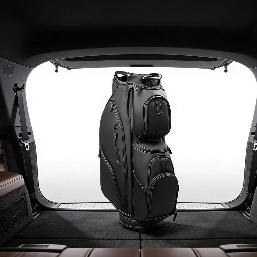 ASL GOLF Custom Logo Pu Leather Waterproof Black Blue Gray Golf Staff Tour Bag Holder 14 Way Divider Golf Cart BAG for Men