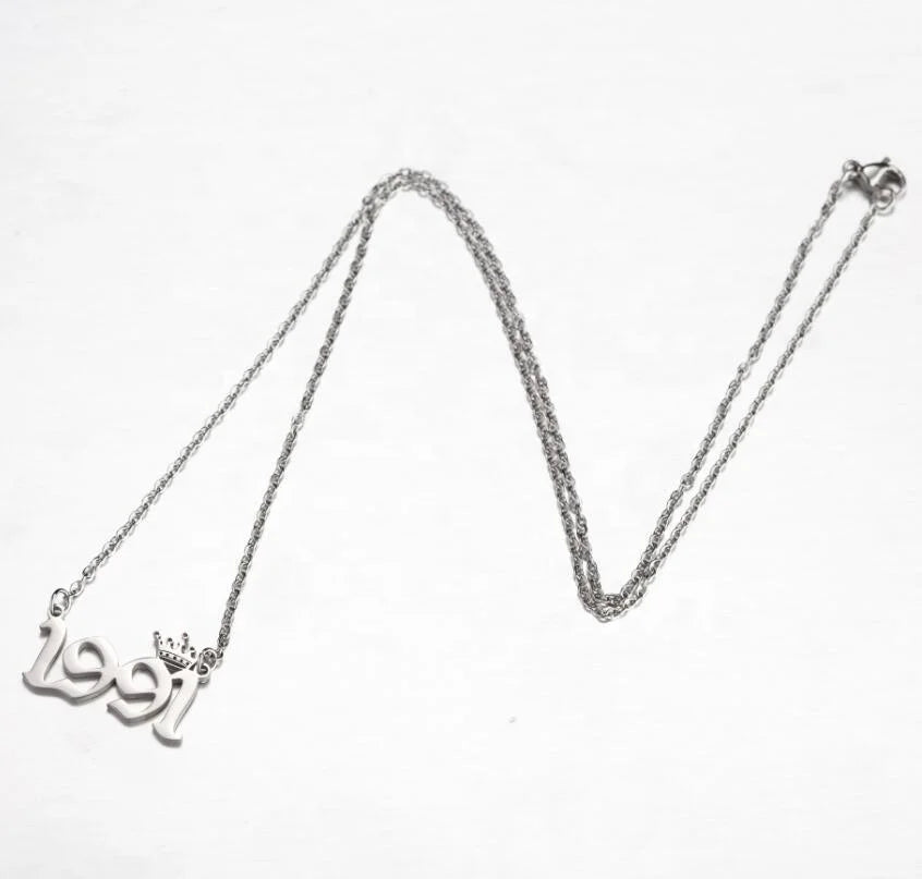Wholesale stainless steel necklaces year crown number sweater chain fashion jewelry necklaces