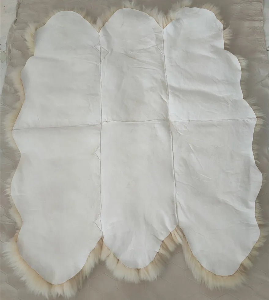 Modern  Fashion 100% Pure White Sheepskin Fur Rug Soft High Pile Carpet  for Living Room Exercise  Prayer  and Picnic Use