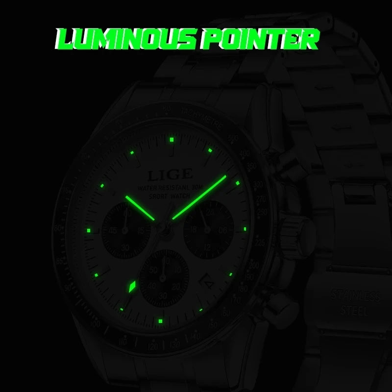 LIGE Fashion Luxury Quartz Man Watches Stainless Band Watch for Men Waterproof Business Clock Date Casual Gentleman Wristwatches