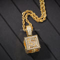A-Z Single Stereoscopic Square Letter Pendant Initial Rapper Necklace Gold Silver Color Cubic Zircon Men Women Hip Hop Jewelry