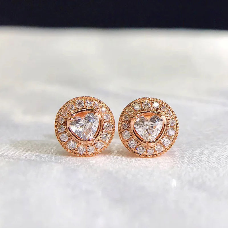 Trillion Cut Halo Stud Earrings Copper Zircon Inlay Classic Women's Fashion Jewelry Four Seasons