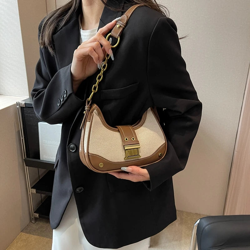 Saddle Small Crossbody Bags for Women 2023 Trend Designer PU Leather Shoulder Bag Ladies Chain Handbags and Purses
