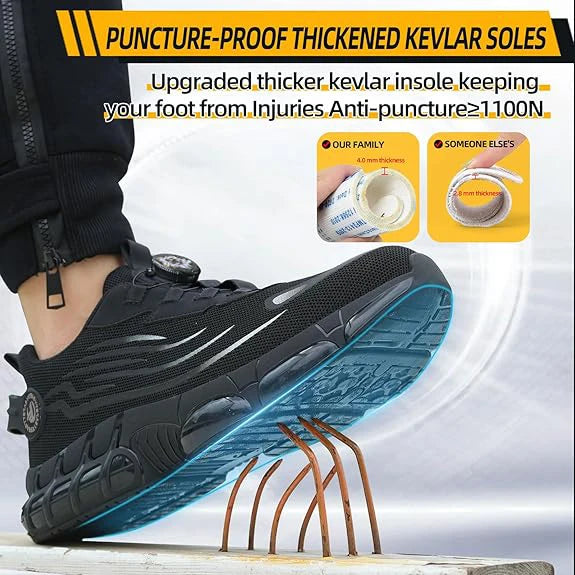 JianKun Breathable Anti Smash Steel Toe Construction Men Industrial Boots Men Work Automatic Button Safety Sneakers SAFETY Shoes