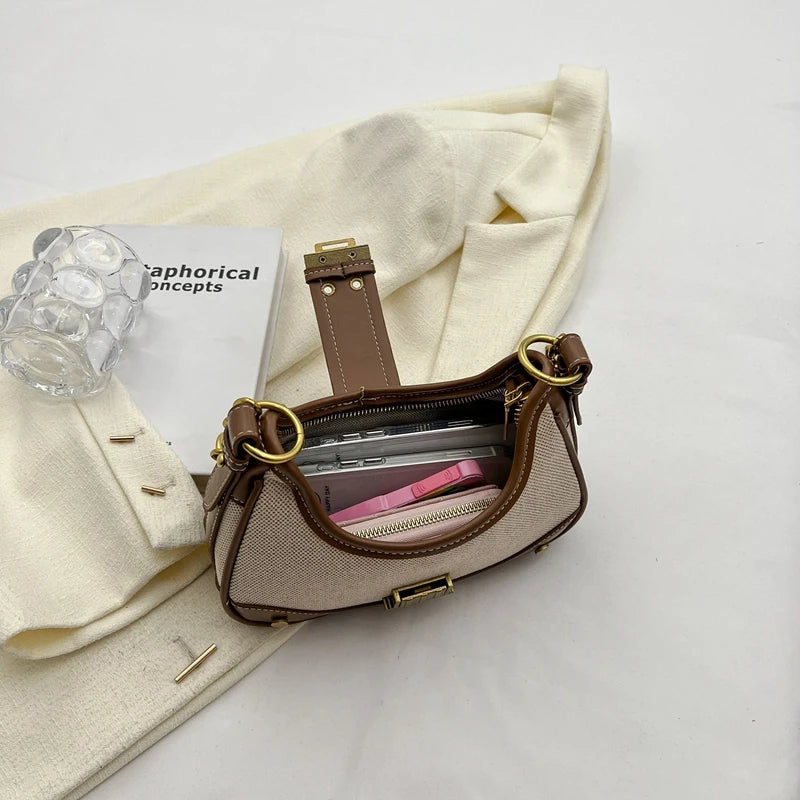 Saddle Small Crossbody Bags for Women 2023 Trend Designer PU Leather Shoulder Bag Ladies Chain Handbags and Purses