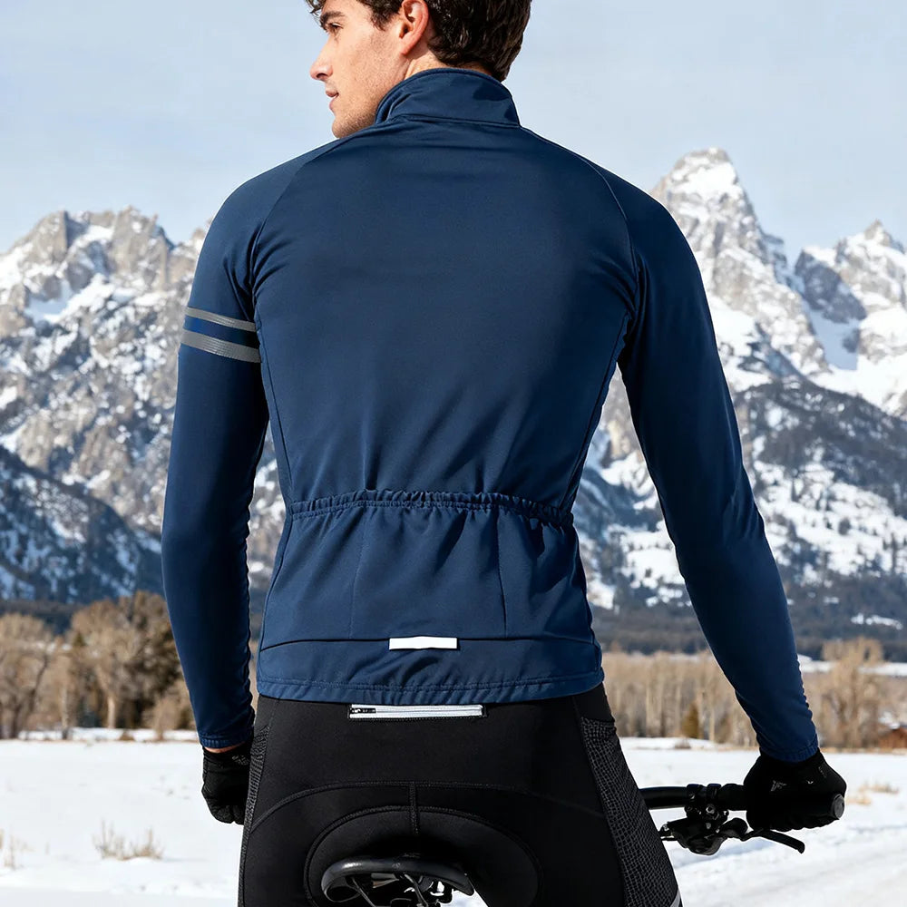WOSAWE Men Winter Cycling Jacket Waterproof Windproof Thermal Fleece Bike Jacket Bicycle Clothing for Running Hiking