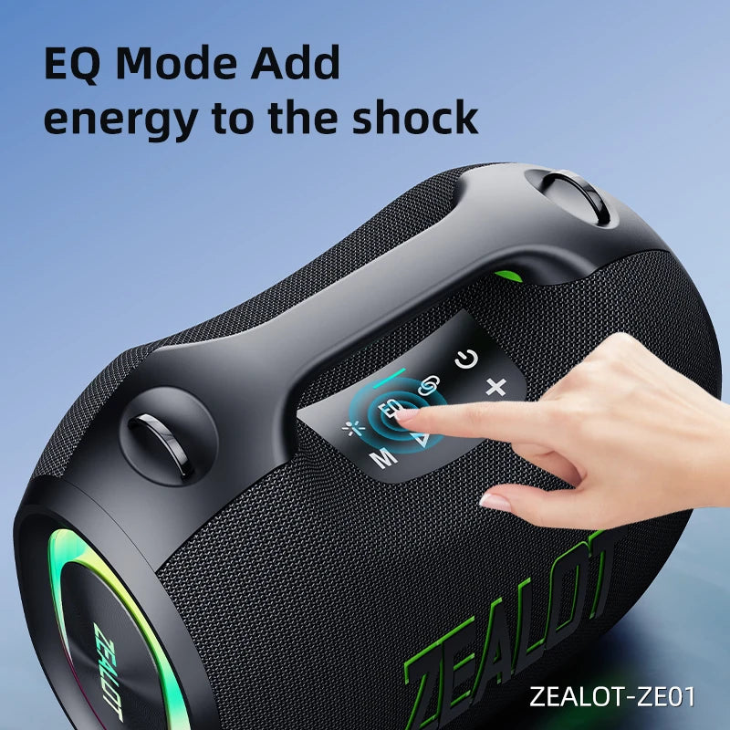 ZEALOT ZE01 120W Portable Speaker IPX6 Waterproof RGB Lights TWS Pairing USB/TF/AUX Party Speaker for Camping, Beach, Garage