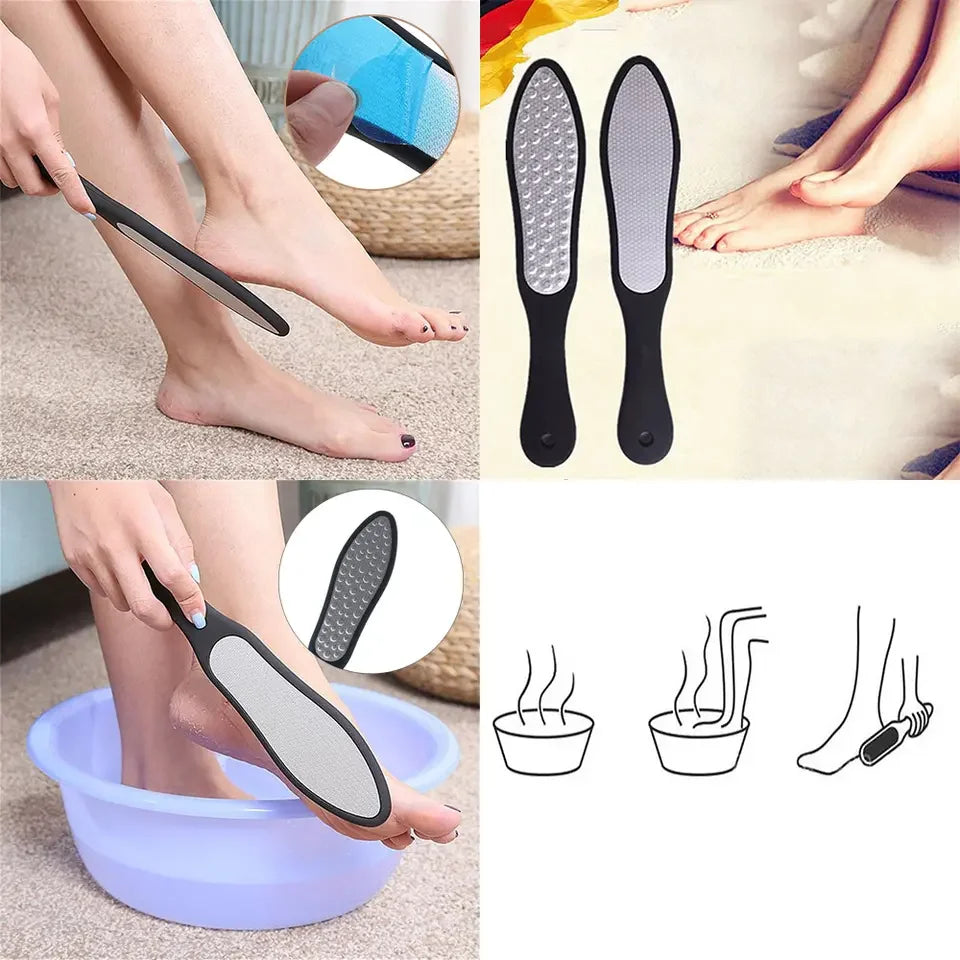 Professional Stainless Steel Pedicure Foot Care Tools File Rasps Grater Callus Dead Skin Remover Double-Sided Long Handle