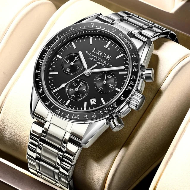 LIGE Fashion Luxury Quartz Man Watches Stainless Band Watch for Men Waterproof Business Clock Date Casual Gentleman Wristwatches