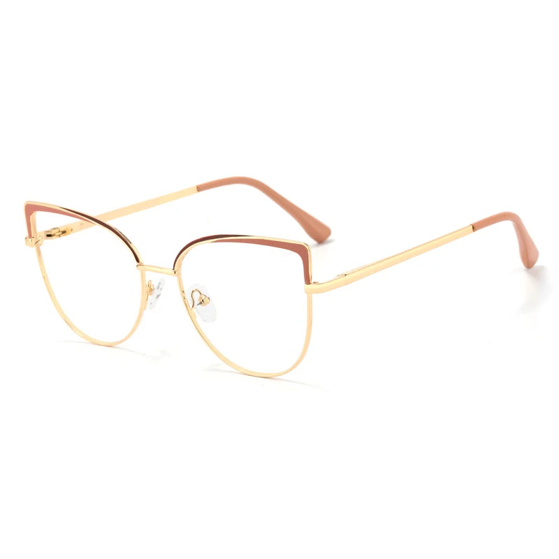 Computer Lady Cat Eye Glasses Metal Frame Anti Blue Light Glasses Blue Blocking Blocker Eyeglasses Optical Frames
